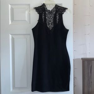 High Neck Black Lace Dress
